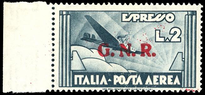 1944 - 2 lire ardesia, soprastampa ... 