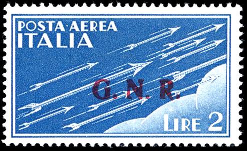 1943 - 2 lire azzurro, soprastampa ... 