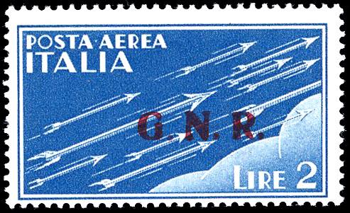 1943 - 2 lire, soprastampa G.N.R. ... 