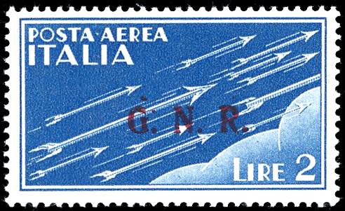 1943 - 2 lire azzurro, soprastampa ... 