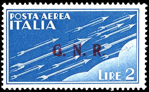 1943 - 2 lire azzurro, soprastampa ... 