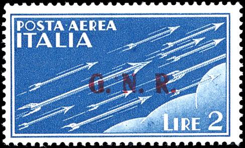 1943 - 2 lire azzurro, soprastampa ... 