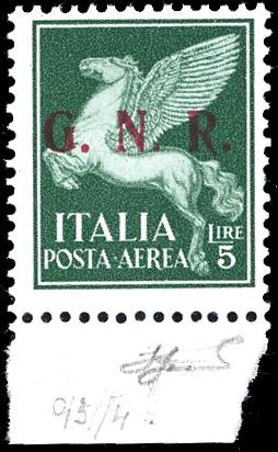 1943 - 5 lire, soprastampa G.N.R. ... 