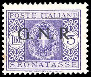 1944 - 5 lire, soprastampa G.N.R. ... 