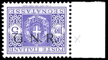 1943 - 5 lire, soprastampa G.N.R. ... 