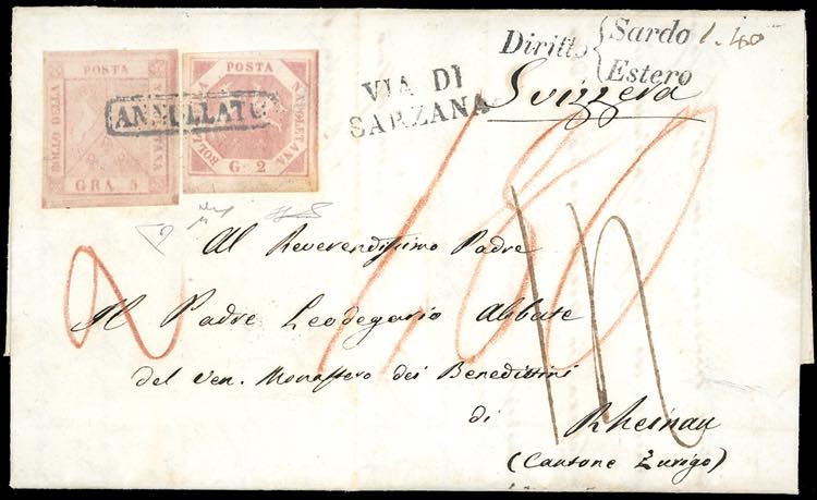 1859 - 2 grana rosa carminio, III ... 