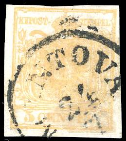 1851 - 5 cent. giallo ocra, stampa ... 