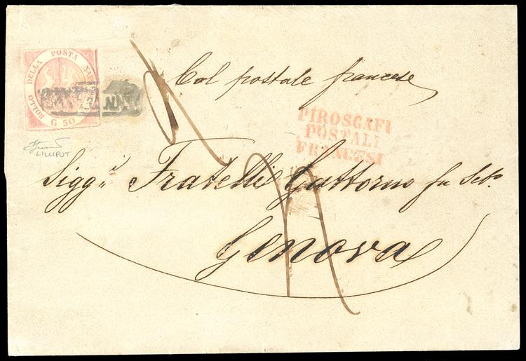 1860 - 50 grana rosa brunastro, ... 