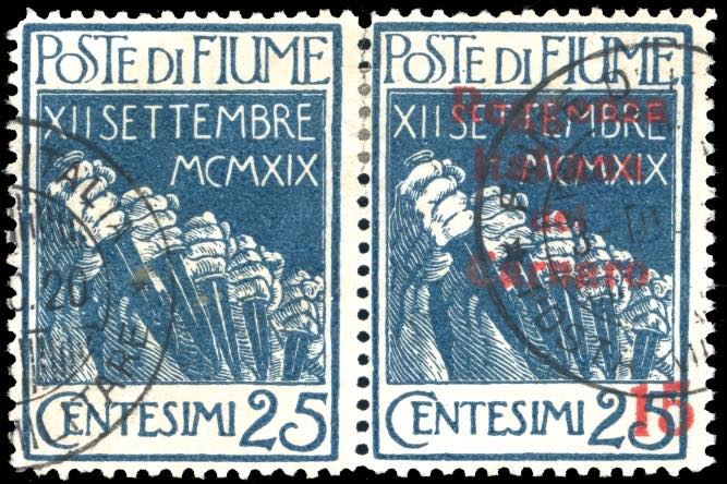 FIUME 1920 - 15 cent. su 25 cent. ... 