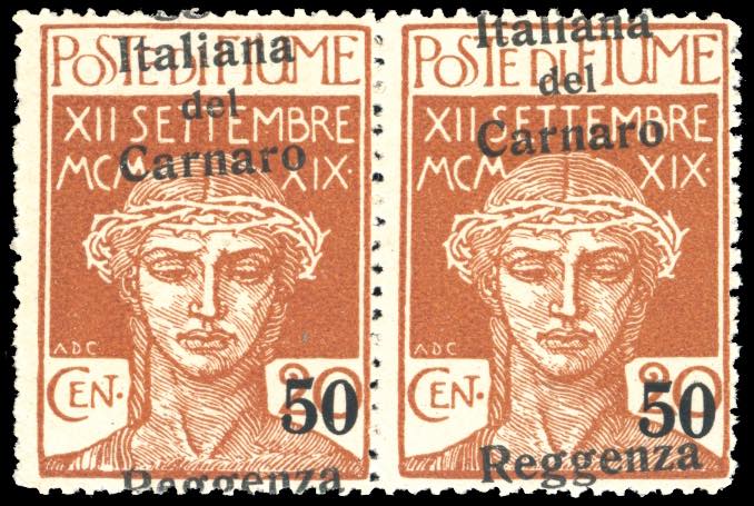 FIUME 1920 - 50 cent. su 20 cent. ... 