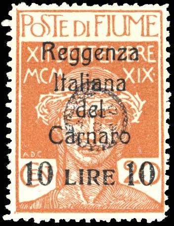 FIUME 1920 - 10 lire su 20 cent. ... 