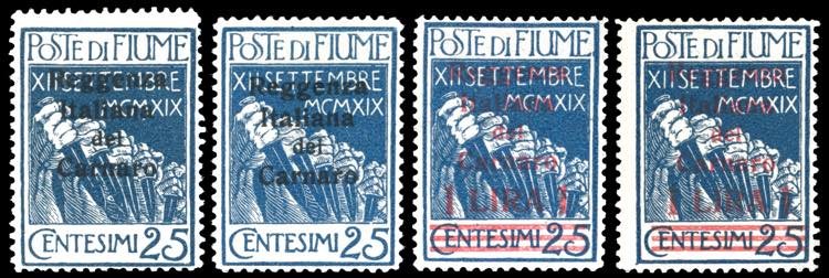 FIUME 1920 - 25 cent. indaco, 25 ... 