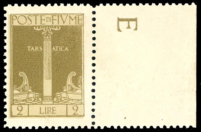 FIUME 1923 - 2 lire bistro oliva ... 