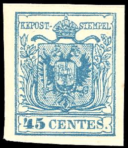 1856 - 45 cent. azzurro vivo, ... 