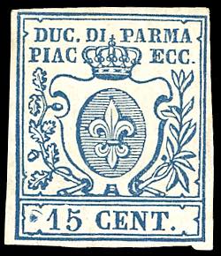 1850 - 15 cent. azzurro, prova di ... 