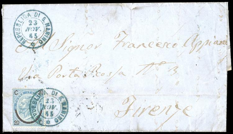 1865 - 20 cent. su 15 cent. Ferro ... 