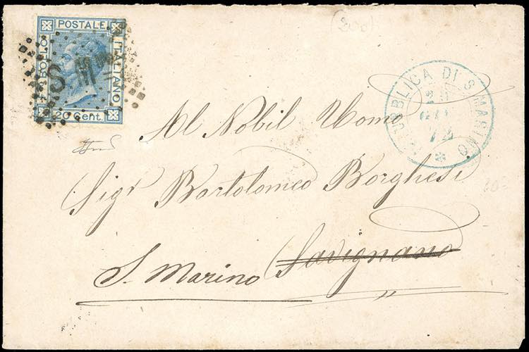 1872 - 20 cent. azzutto, tiratura ... 