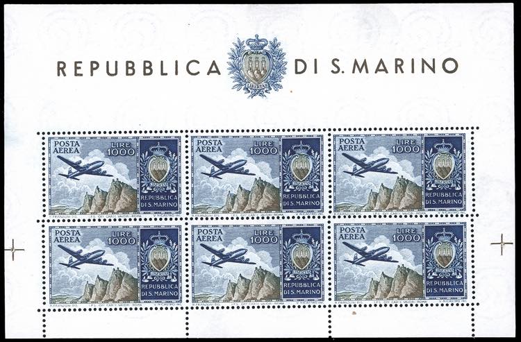 1954 - 1.000 lire Aereo, foglietto ... 