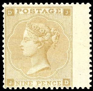 GRAN BRETAGNA 1862 - 9 p. giallo ... 