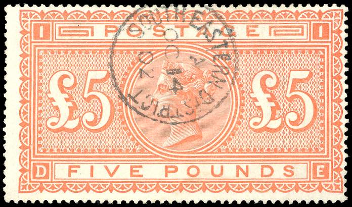 GRAN BRETAGNA 1882 - 5 £ rosa ... 