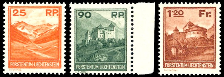 LIECHTENSTEIN 1933 - Vedute, serie ... 