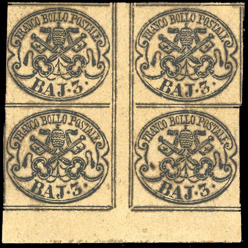 1852 - 3 baj camoscio (4c), blocco ... 