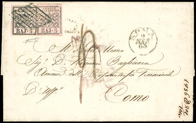 1863 - 5 baj rosa carminio e 5 baj ... 