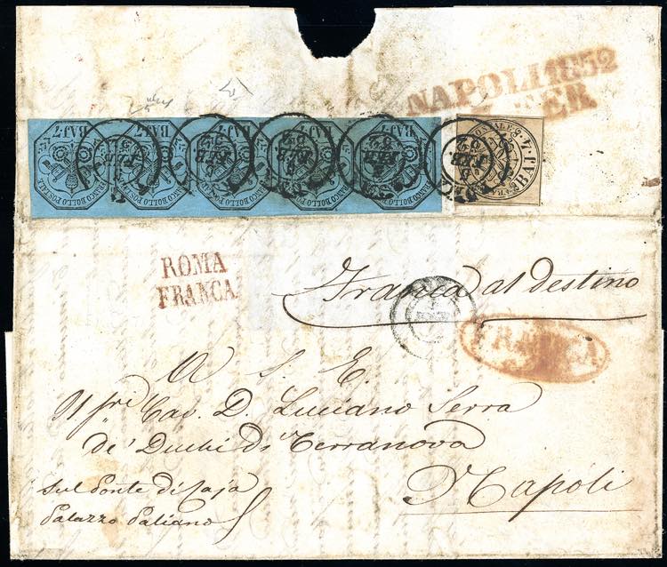 1852 - 7 baj azzurro, striscia ... 