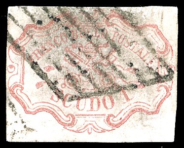 1852- 1 scudo rosa carminio (11), ... 