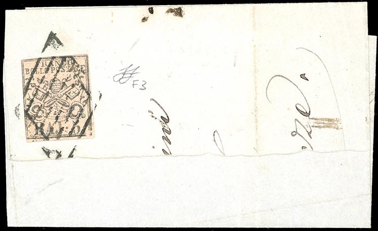 1855 - 5 baj rosa, falso per posta ... 