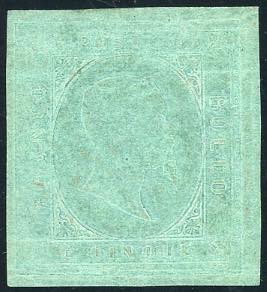 1853 - 5 cent. verde (4), nuovo, ... 