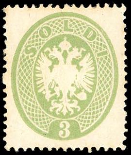 1863 - 3 soldi verde, dent. 14 ... 