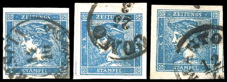 1851/1855 - 3 cent. azzurro, ... 