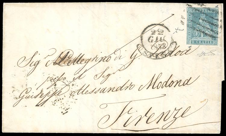 1856 - 2 crazie azzurro verdastro ... 