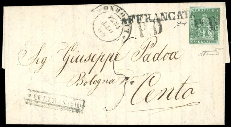 1854 - 4 crazie verde su grigio ... 