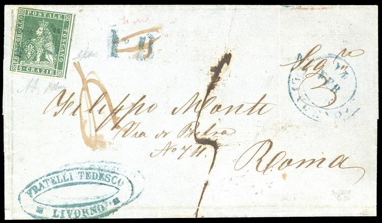 1855 - 4 crazie verde su grigio ... 