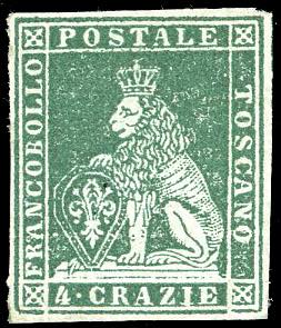 1851 - 4 crazie verde giallo scuro ... 