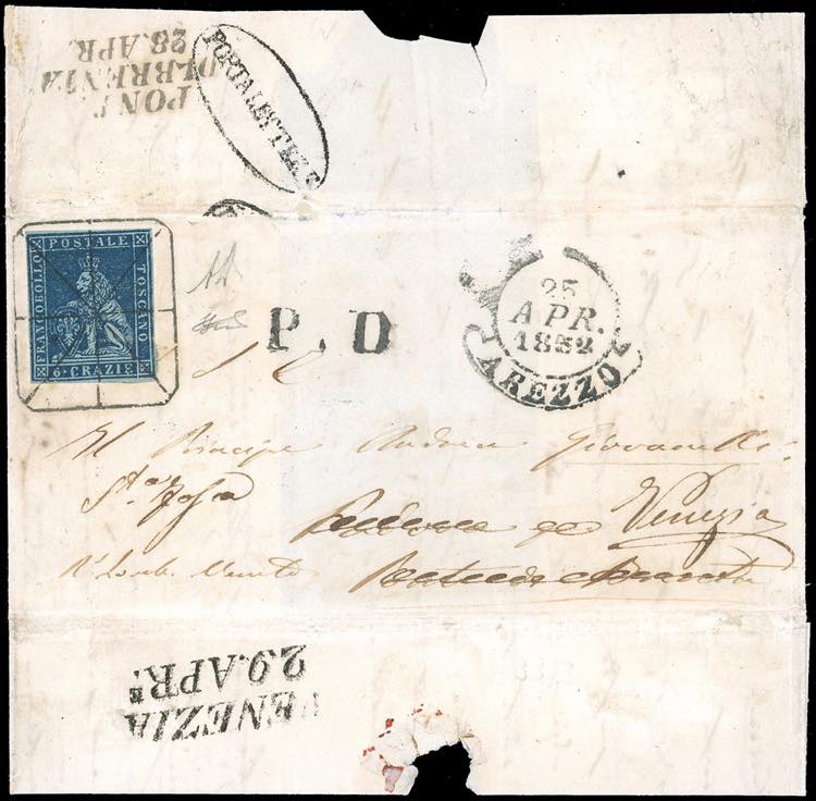 1852 - 6 crazie azzurro scuro su ... 