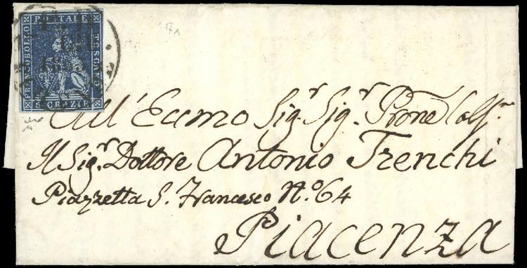 1853 - 6 crazie azzurro scuro su ... 