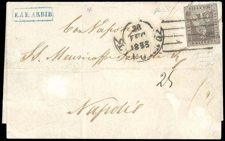 1853 - 9 crazie bruno violaceo su ... 