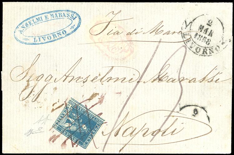 1858 - 6 crazie azzurro (13), ... 