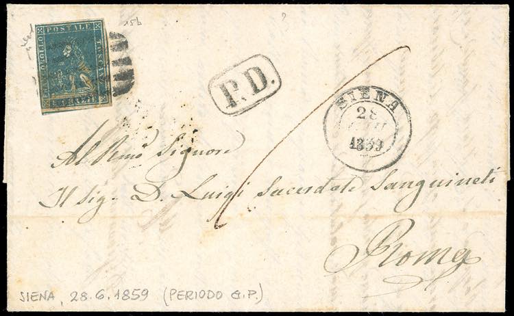 1859  - 6 crazie azzurro cupo, II ... 