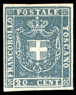 1860 - 20 cent. azzurro (20), ... 