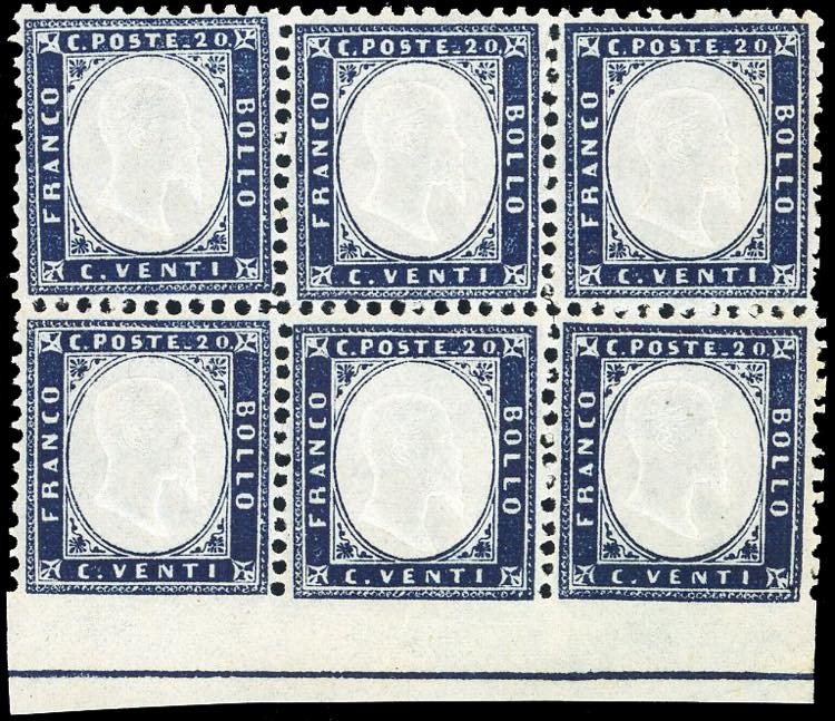 1862 - 20 cent. indaco, blocco di ... 