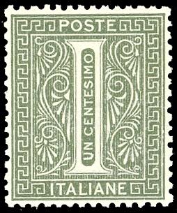 1863 - 1 cent. verde oliva, De La ... 