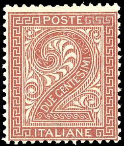 1863 - 2 cent. bruno rosso, De La ... 