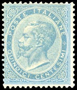 1863 - 15 cent. celeste chiaro, De ... 