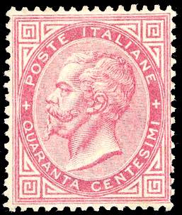 1863 - 40 cent. rosa carminio, De ... 