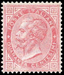 1863 - 40 cent. rosa carminio, De ... 