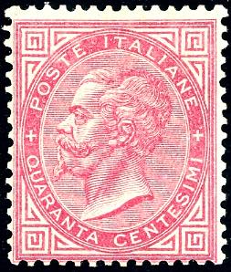 1866 - 40 cent. rosso carminio, De ... 